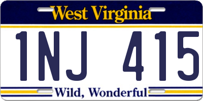 WV license plate 1NJ415