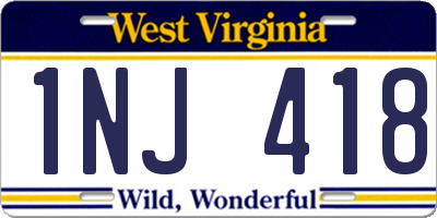 WV license plate 1NJ418