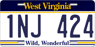 WV license plate 1NJ424