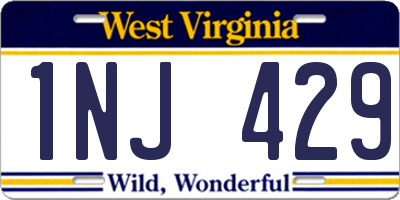 WV license plate 1NJ429