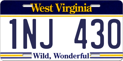 WV license plate 1NJ430