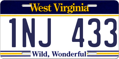 WV license plate 1NJ433