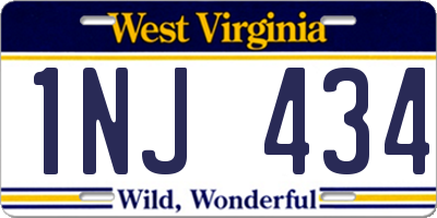 WV license plate 1NJ434