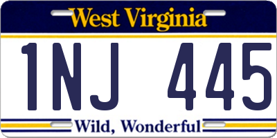WV license plate 1NJ445