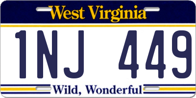 WV license plate 1NJ449