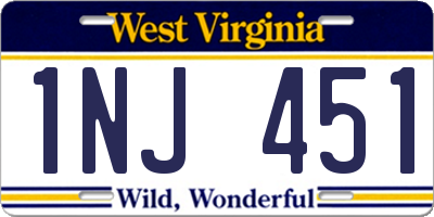 WV license plate 1NJ451