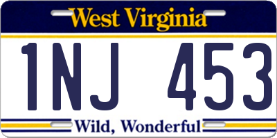 WV license plate 1NJ453