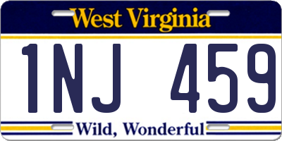 WV license plate 1NJ459