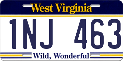 WV license plate 1NJ463