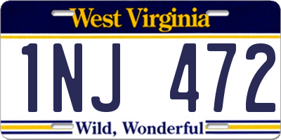 WV license plate 1NJ472
