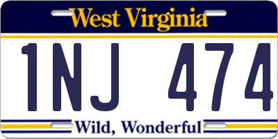 WV license plate 1NJ474