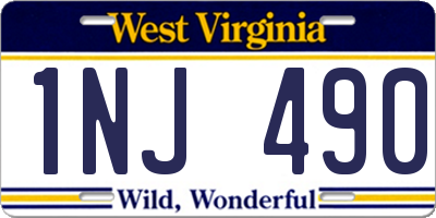 WV license plate 1NJ490
