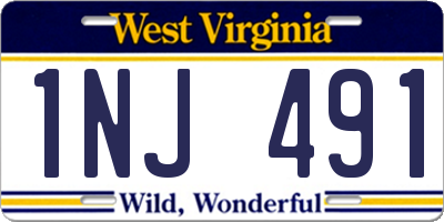WV license plate 1NJ491