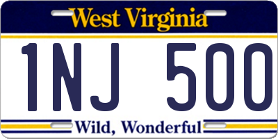 WV license plate 1NJ500