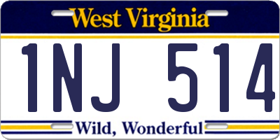 WV license plate 1NJ514