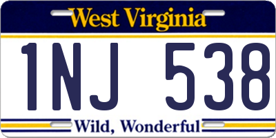 WV license plate 1NJ538