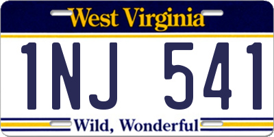 WV license plate 1NJ541