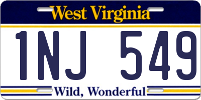 WV license plate 1NJ549