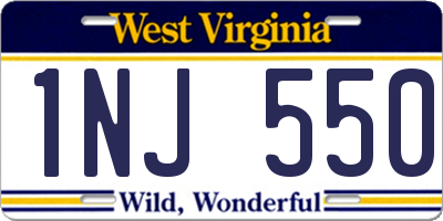 WV license plate 1NJ550