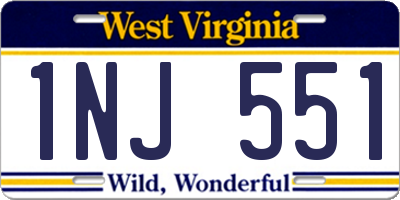 WV license plate 1NJ551
