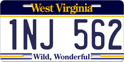 WV license plate 1NJ562