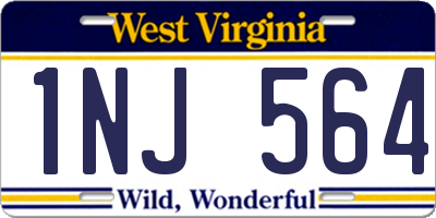 WV license plate 1NJ564