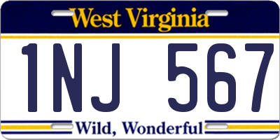 WV license plate 1NJ567