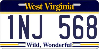 WV license plate 1NJ568
