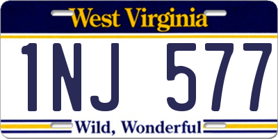WV license plate 1NJ577