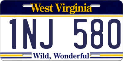 WV license plate 1NJ580