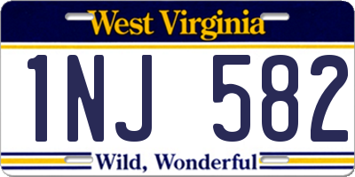 WV license plate 1NJ582