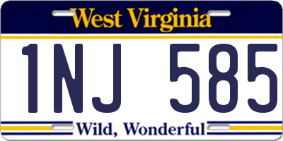 WV license plate 1NJ585