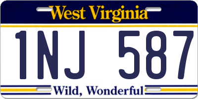 WV license plate 1NJ587