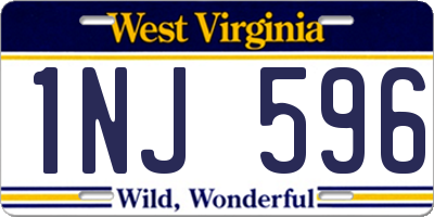 WV license plate 1NJ596