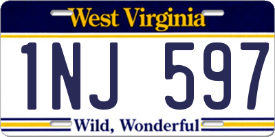 WV license plate 1NJ597