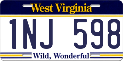 WV license plate 1NJ598