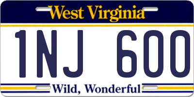 WV license plate 1NJ600