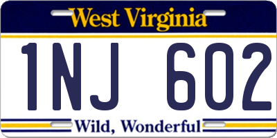 WV license plate 1NJ602