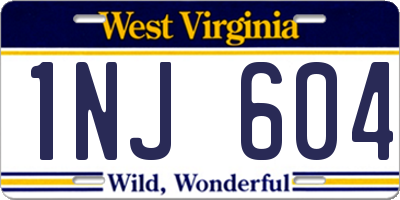 WV license plate 1NJ604