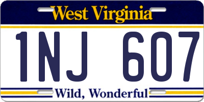 WV license plate 1NJ607