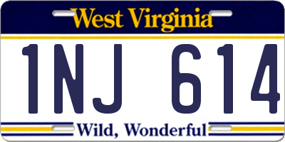 WV license plate 1NJ614