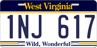 WV license plate 1NJ617