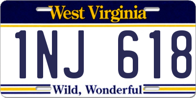 WV license plate 1NJ618