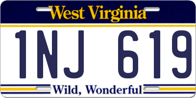 WV license plate 1NJ619