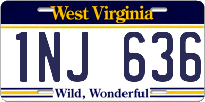 WV license plate 1NJ636