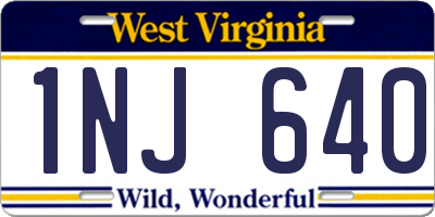 WV license plate 1NJ640