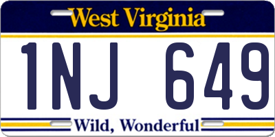 WV license plate 1NJ649