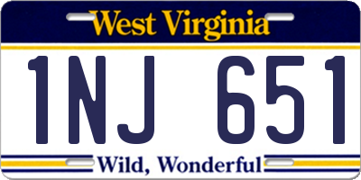 WV license plate 1NJ651