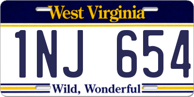 WV license plate 1NJ654