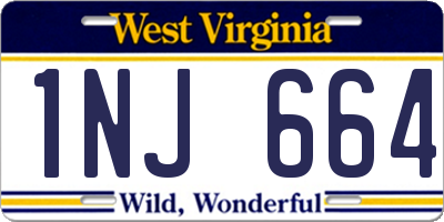 WV license plate 1NJ664